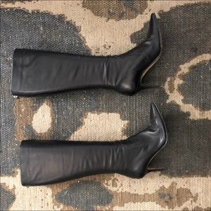 Jimmy Choo Leather Knee Heel Boot back zip up